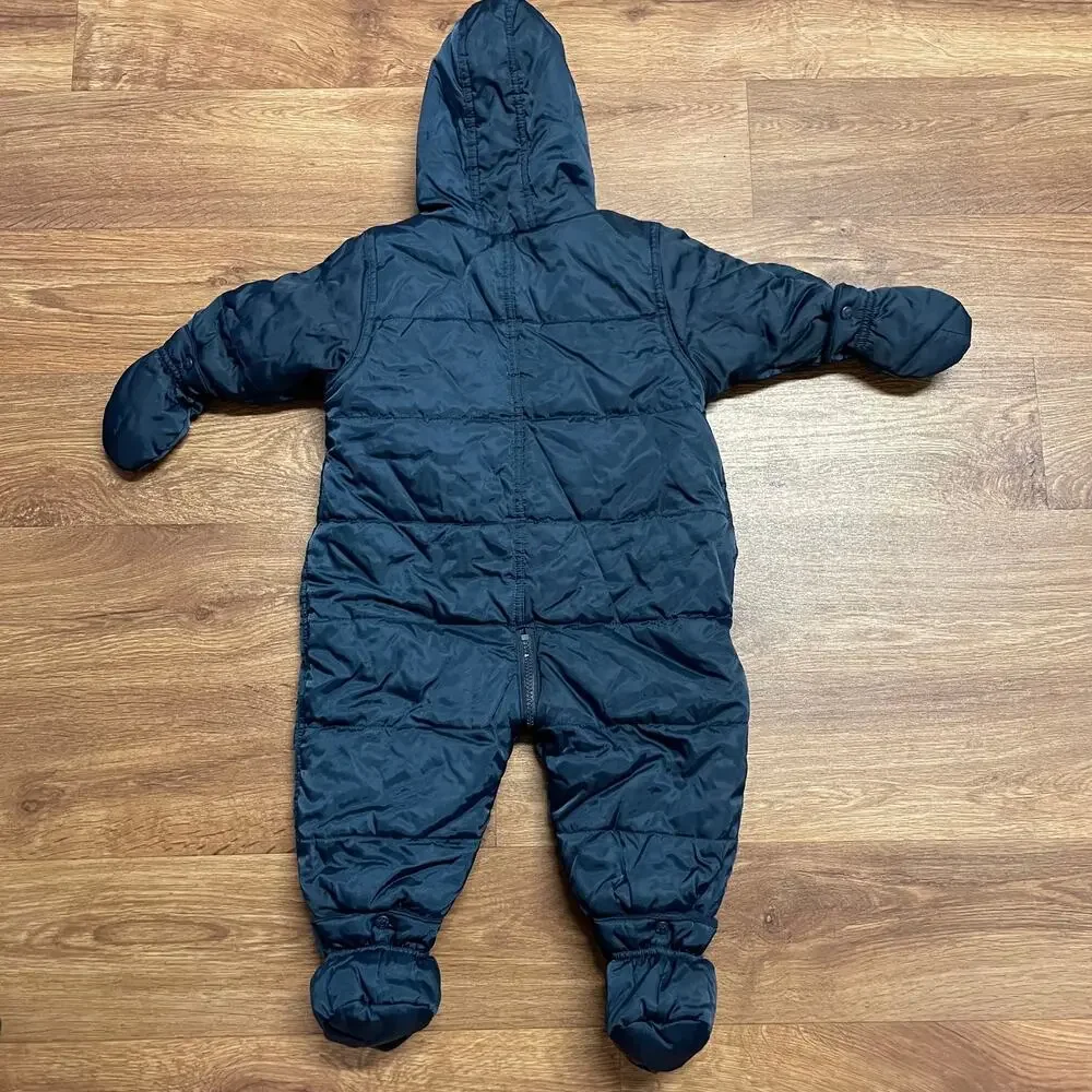 Childrens Place Navy Blue Nylon Puffer Snow Suit Bay Size 6-9M Months Winter